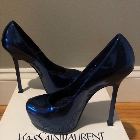 YSL Saint Laurent Leather Tribute 105 Platform Pumps Shoes. - Picture 2 of 6